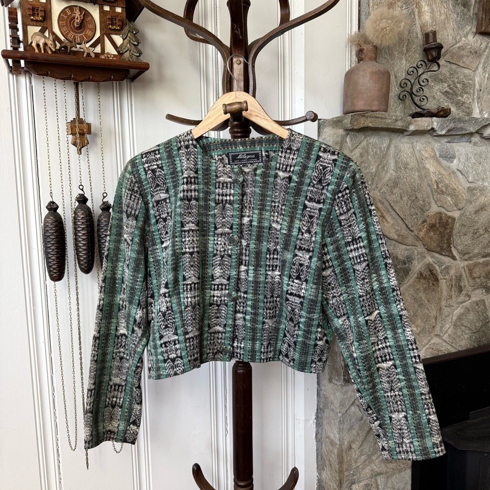 Vintage Cropped Hand Loomed Woven Jacket Medium